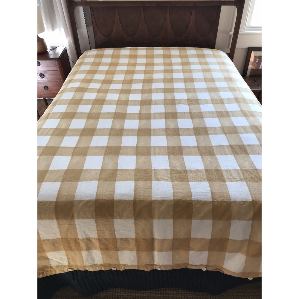 IKEA KANTNEPETA Duvet Cover Full/Queen 86x86" Gold Yellow Mustard Check EUC